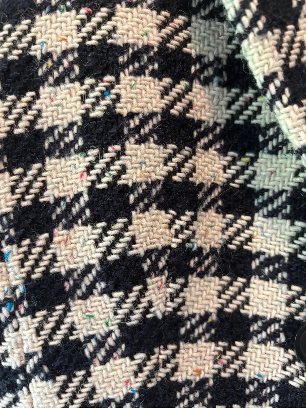 Talbots Black and White Houndstooth Wool Blend Blazer